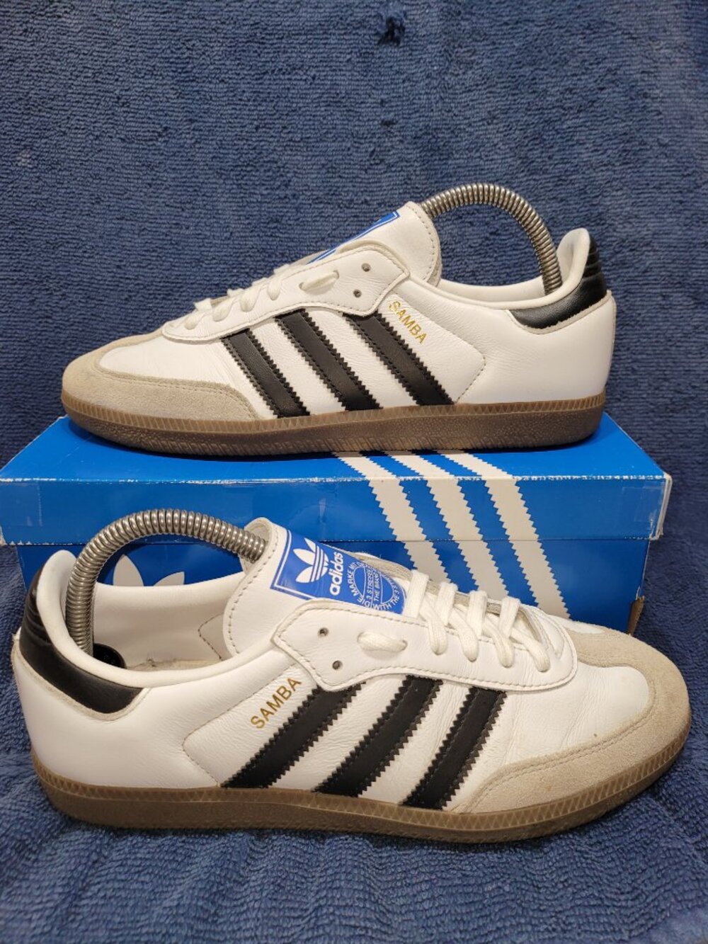 ADIDAS Samba OG Shoes Cloud White Core Black Brown Gum Big Kids Size 7 (#1644)